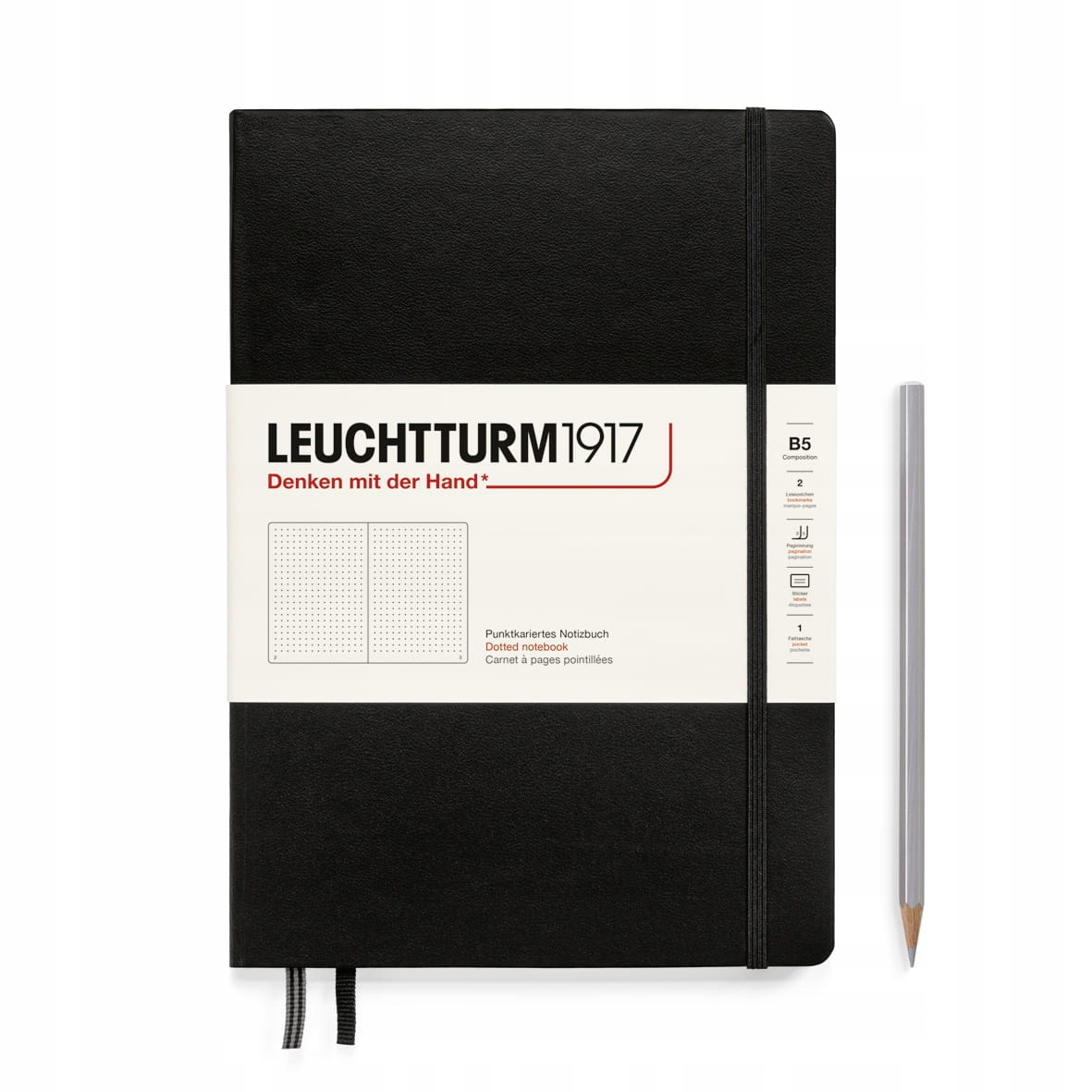 Notatnik Leuchtturm1917 Composition B5, Twarda Oprawa, Kropki, Czarny