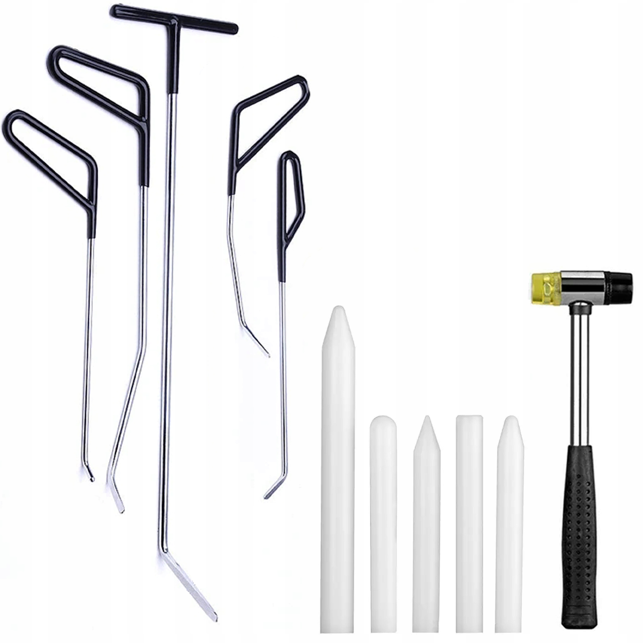 Sada Na Odstraňování Promáčklin, dráty, tyče, lanka, kladivo, paličky, Bílé