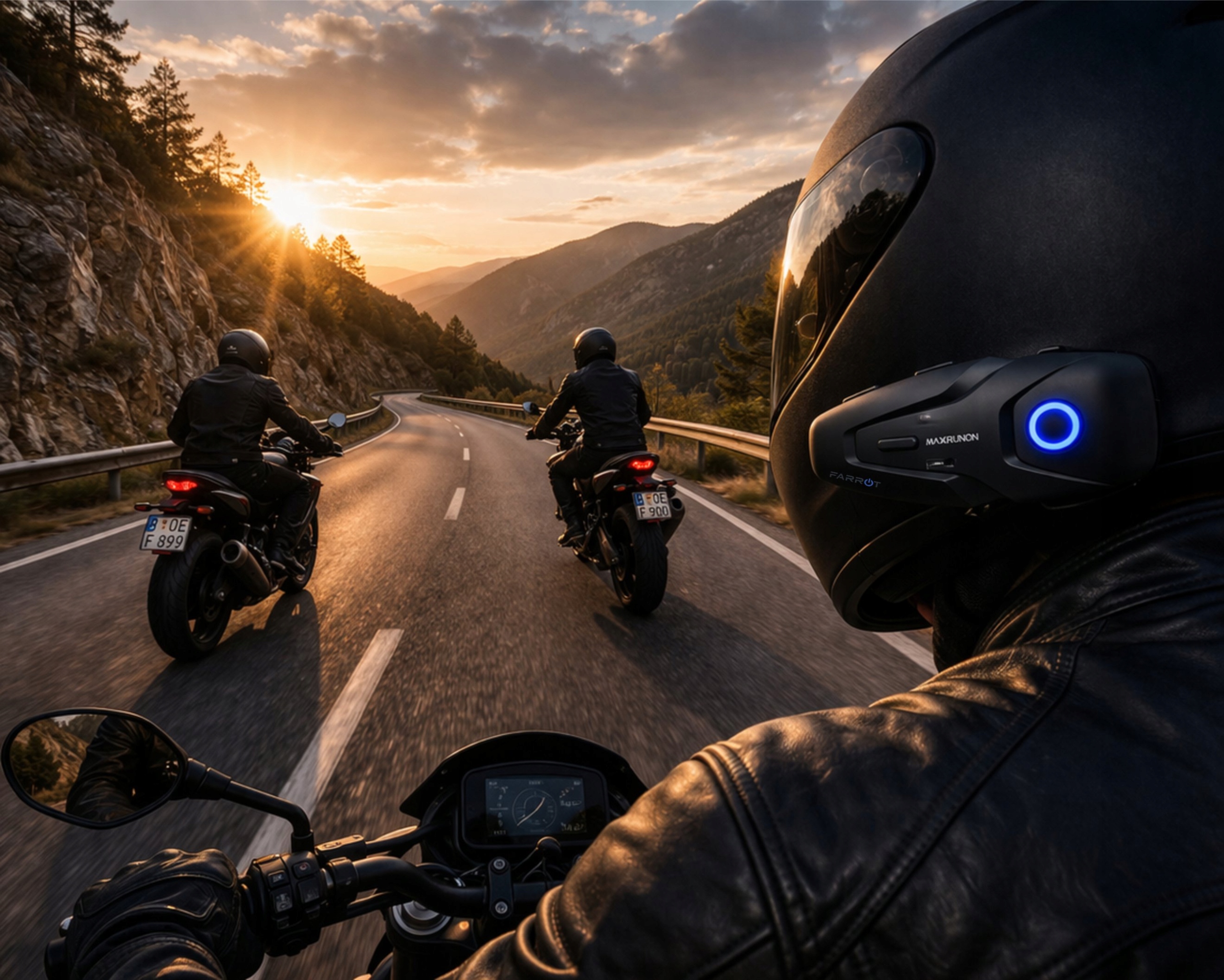 Interkom motocyklowy Bluetooth 5.3 ANC 100km/h 500m do 2 osób IPX5 do kasku