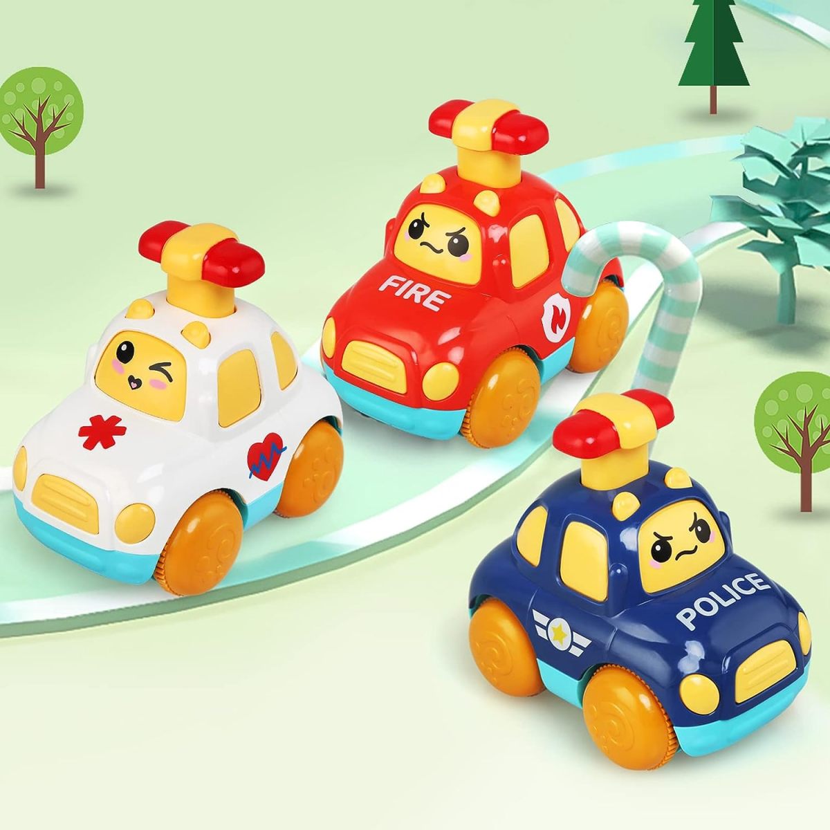 KOLOROWE SAMOCHODY ZABAWKOWE WÓZ STRAŻACKI POGOTOWIE RADIOWÓZ MATERIAŁ ABS Marka bez marki