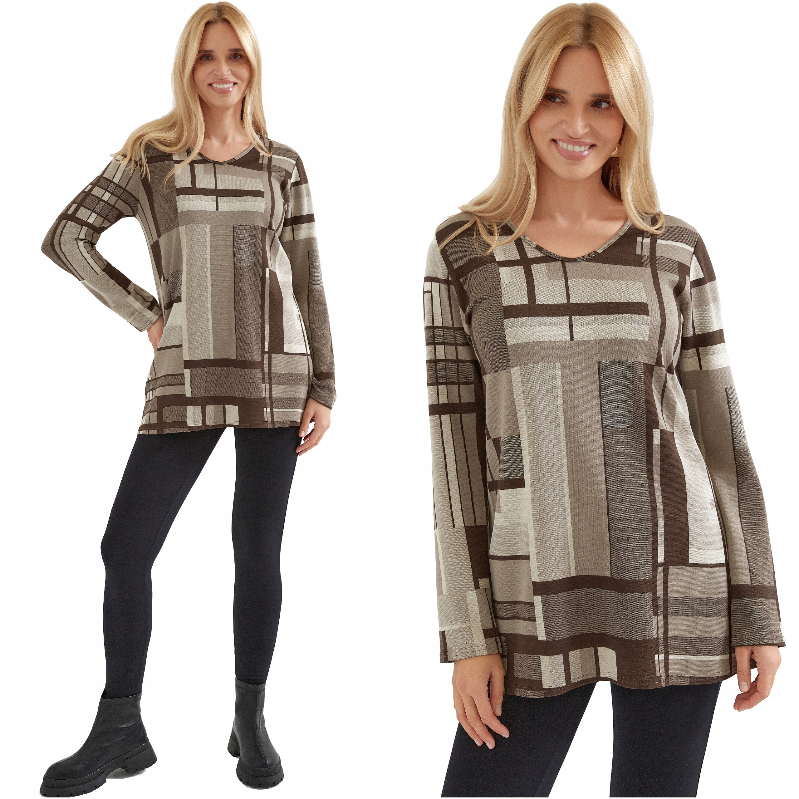 Dámská tunika velkých rozměrů, silnější Pletenina Plus Size Polský Výrobce