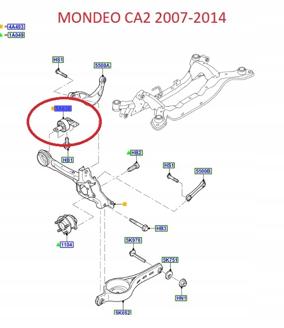 TULEJA WAHACZA TYLNEGO PRAWA MONDEO _6G91-5K896-BB Jakość części (zgodnie z GVO) O - oryginał z logo producenta pojazdu (OE)