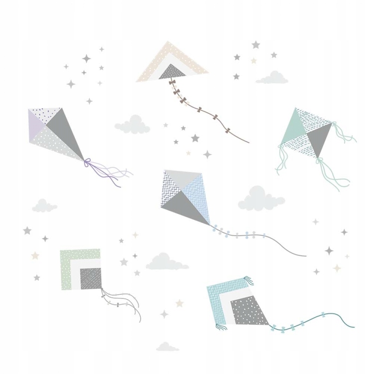 NAKLEJKA NA ŚCIANĘ NIEBIESKO-ZIELONE LATAWCE CHMURY NIEBO