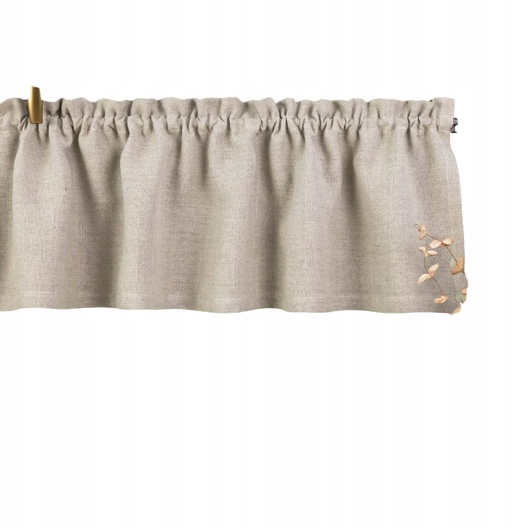 Vitrážová Záclona 100% Lněná Béžová Na Tuneliku – Polský Výrobek 100 x 50 cm