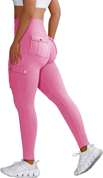 Legginsy sportowe push up z wysokim stanem sportowe fitness Róż *XL