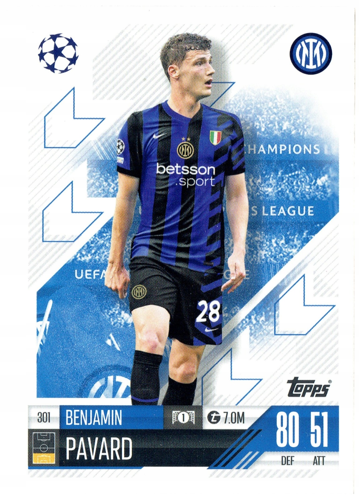 Topps Match Attax 2024-2025 Base Card 301 Benjamin Pavard Inter
