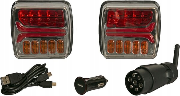 Sada bezdrátových Led lamp, čtvercové, 12V, zástrčka 7-pin, LA60035