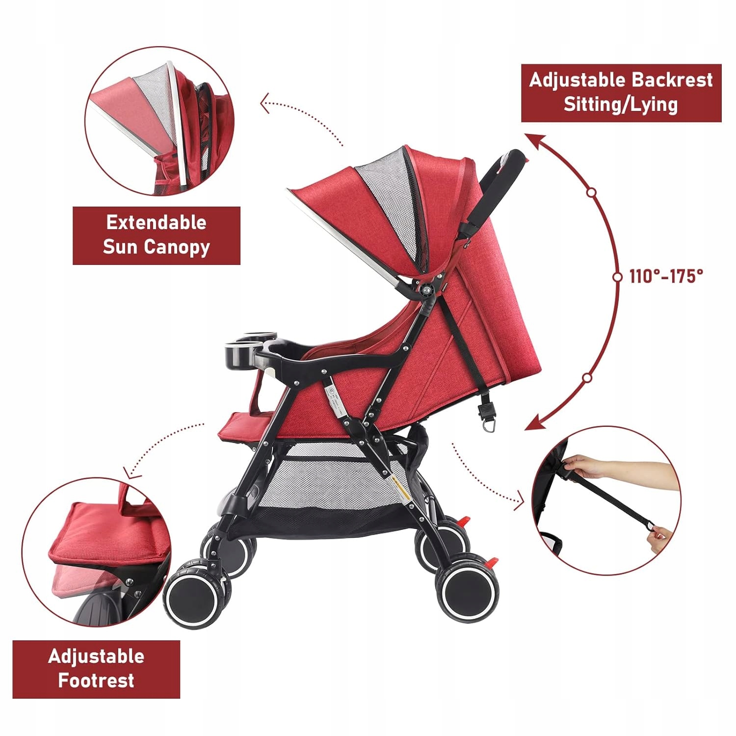 Yoleo Wózek dziecięcy czerwony Marka inny