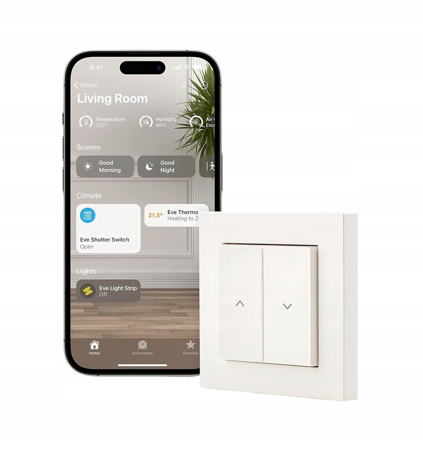 Kontrolér okenných rolet Eve Shutter Switch Smart Technológia Thread
