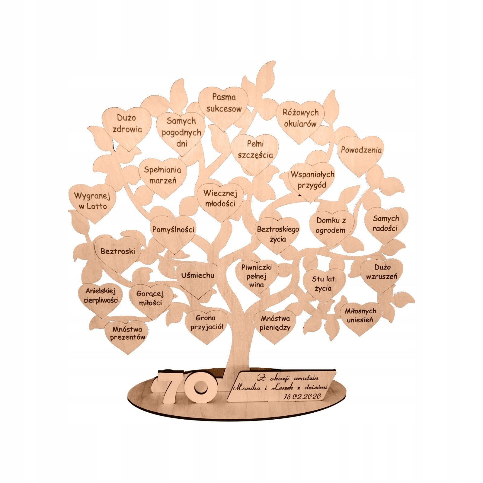 70. narozeniny, sedmdesátka, gravírování stromuHIT