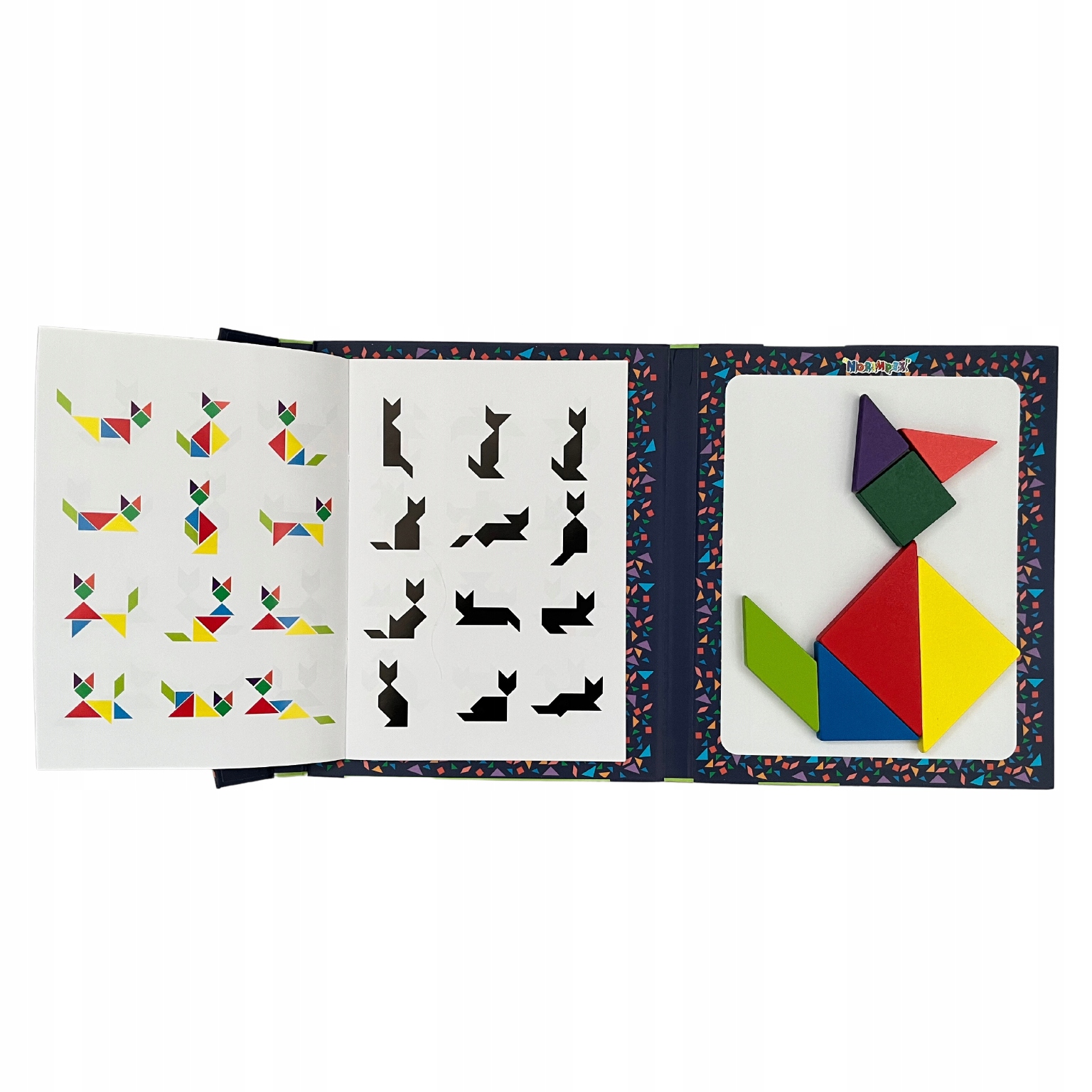 TANGRAM KLOCKI MAGNETYCZNE DREWNIANA UKŁADANKA LOGICZNA PUZZLE Marka AMIKU