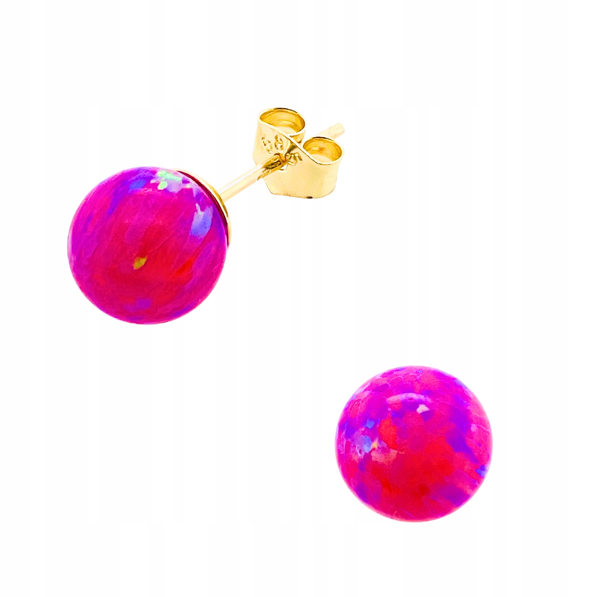 Zlaté Náušnice S Růžovým Přírodním Opálem 585 Zlato Ryzost