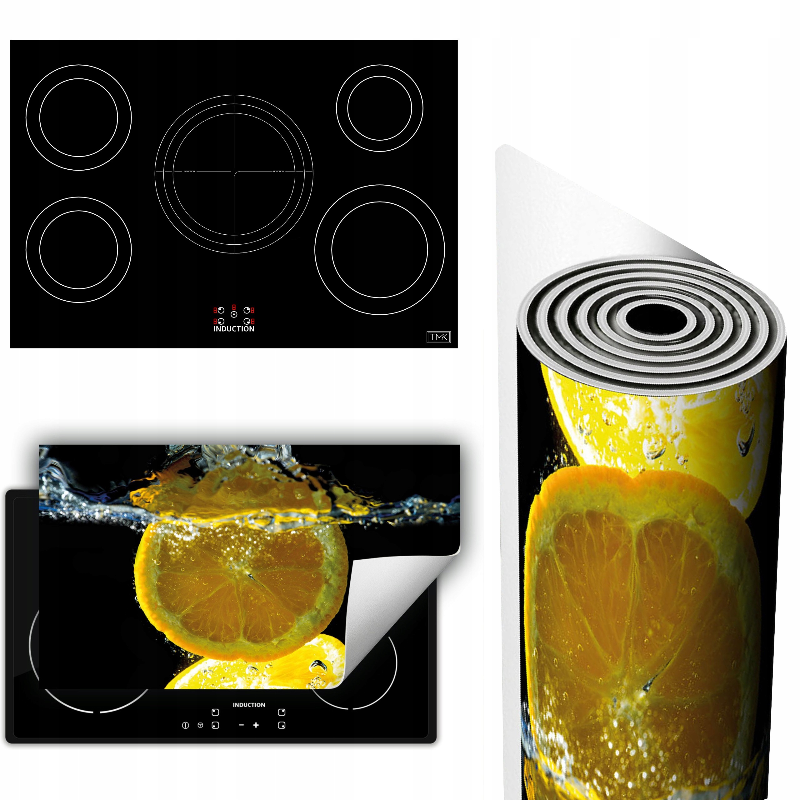 Vinylová Podložka Ochrana Sporáku Desky 90x52 černá citron