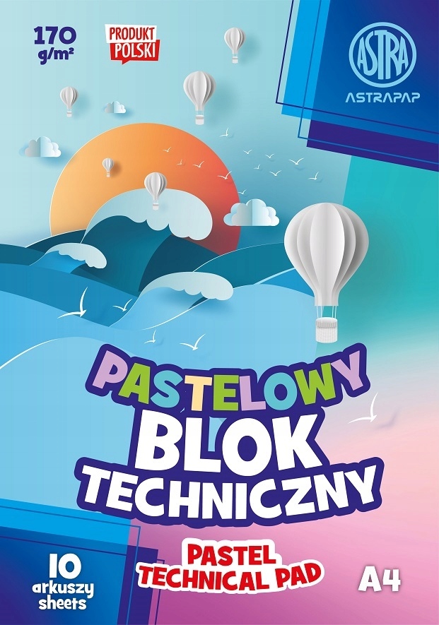 

Blok Techniczny 170g A4/10k. Paselowy Astra Pastel