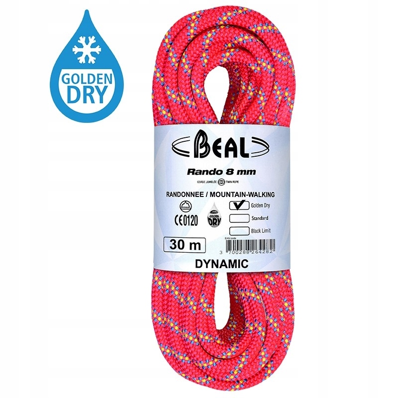 Horolezecké lano Beal Rando 8mm Golden dry růžová|20m
