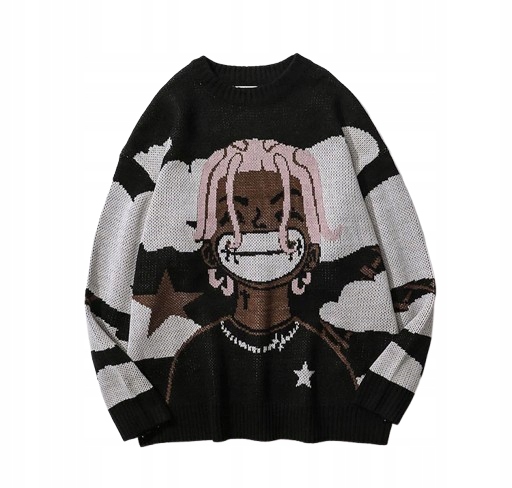 Dámský svetr Oversize s grafikou ve stylu Streetwear Harajuku Kawaii S