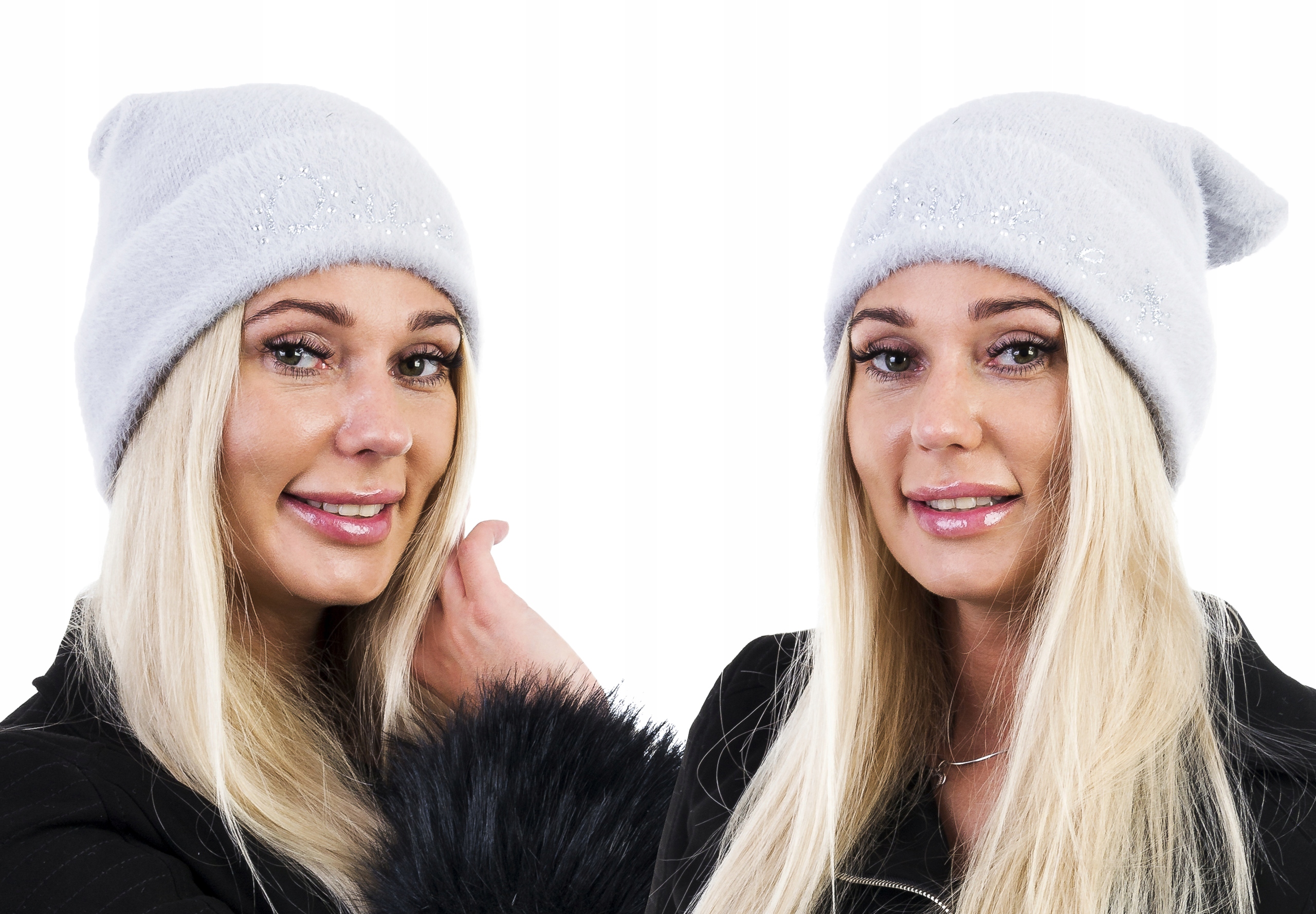 

C279 Czapka Beanie z Dżetami Szary