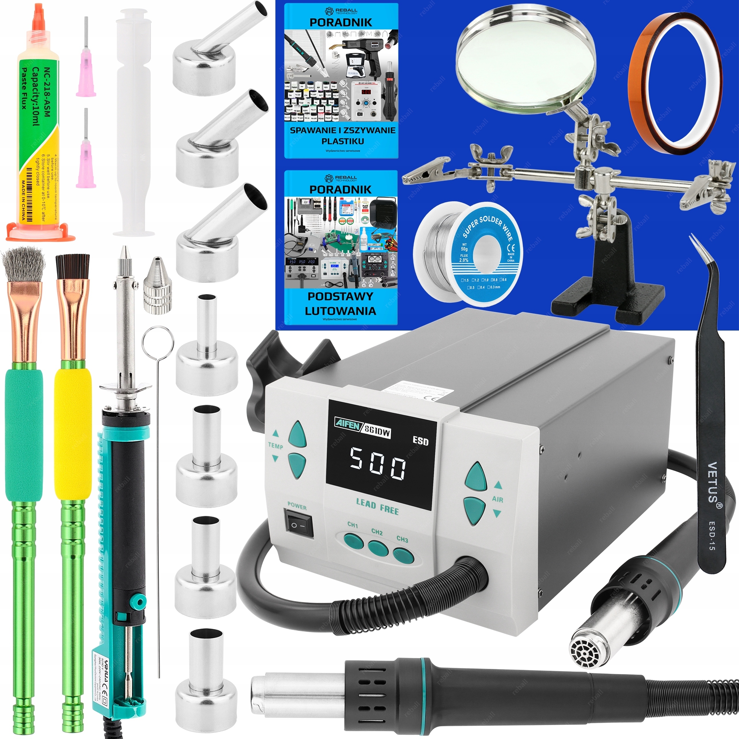 Set Pájecí Stanice Hot Air Svařovací Plast Aifen 861DW 1000W XXLv2