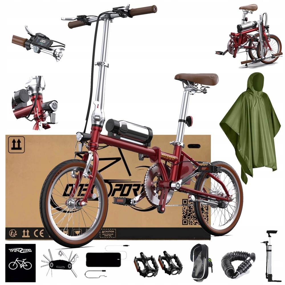 Rower elektryczny Miasto Składany Onesport OT02 250W 36V 5.2AH 25KM/H 16"PL