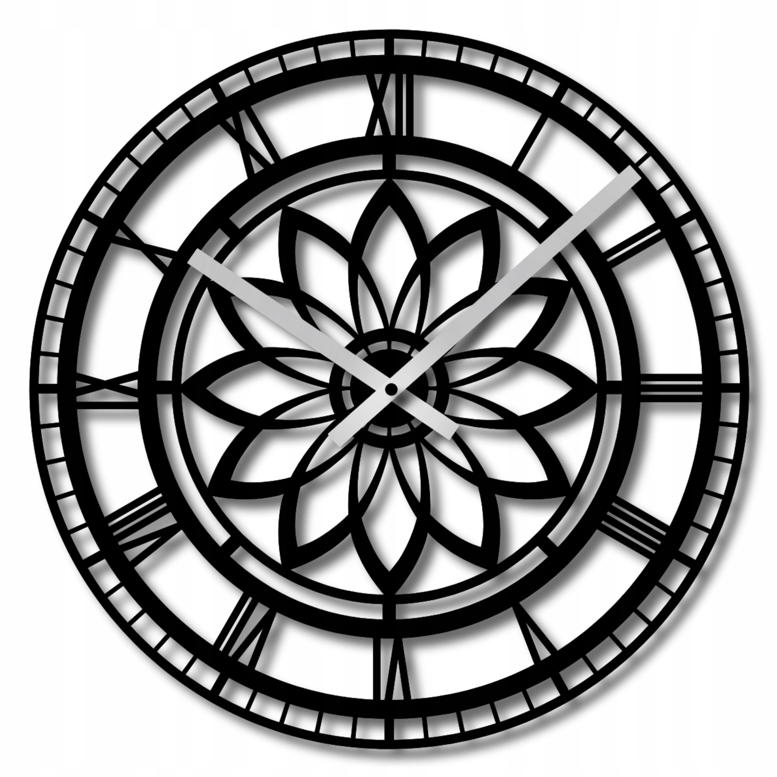 Velké Dřevěné Nástěnné Hodiny 60 cm Tichý Mechanismus Klasický Loftový Hodinový Stroj