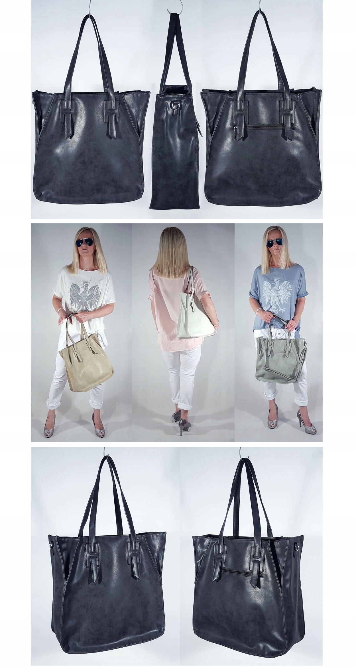 TOREBKA CELINA TORBA TRAPEZ DŁUGIE RĄCZKI PHANTOM Materiał dominujący skóra ekologiczna