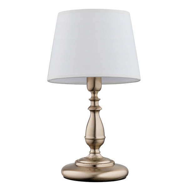 Nočná stolová lampa s bielym tienidlom patinová 1xE14 10W Roksana Alfa