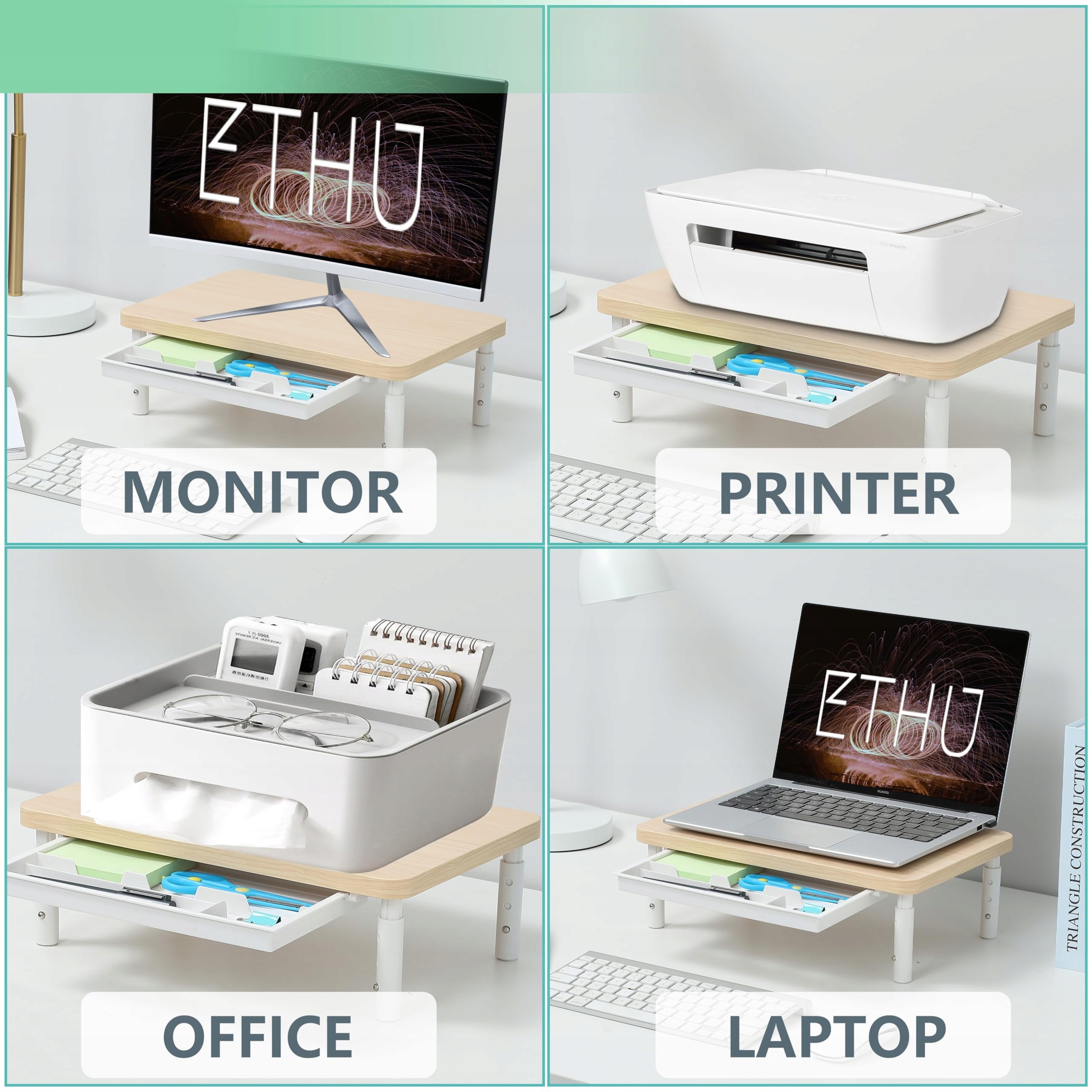 ETHU ERGONOMICZNY STOJAK PODSTAWKA POD MONITOR Z REGULOWANĄ WYSOKOŚCIĄ — miniatura 6