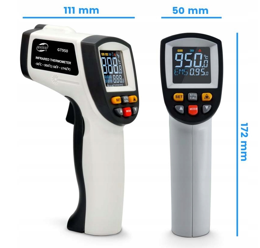 Pirometr GT950 Zakres pomiaru temperatury 0-50°C