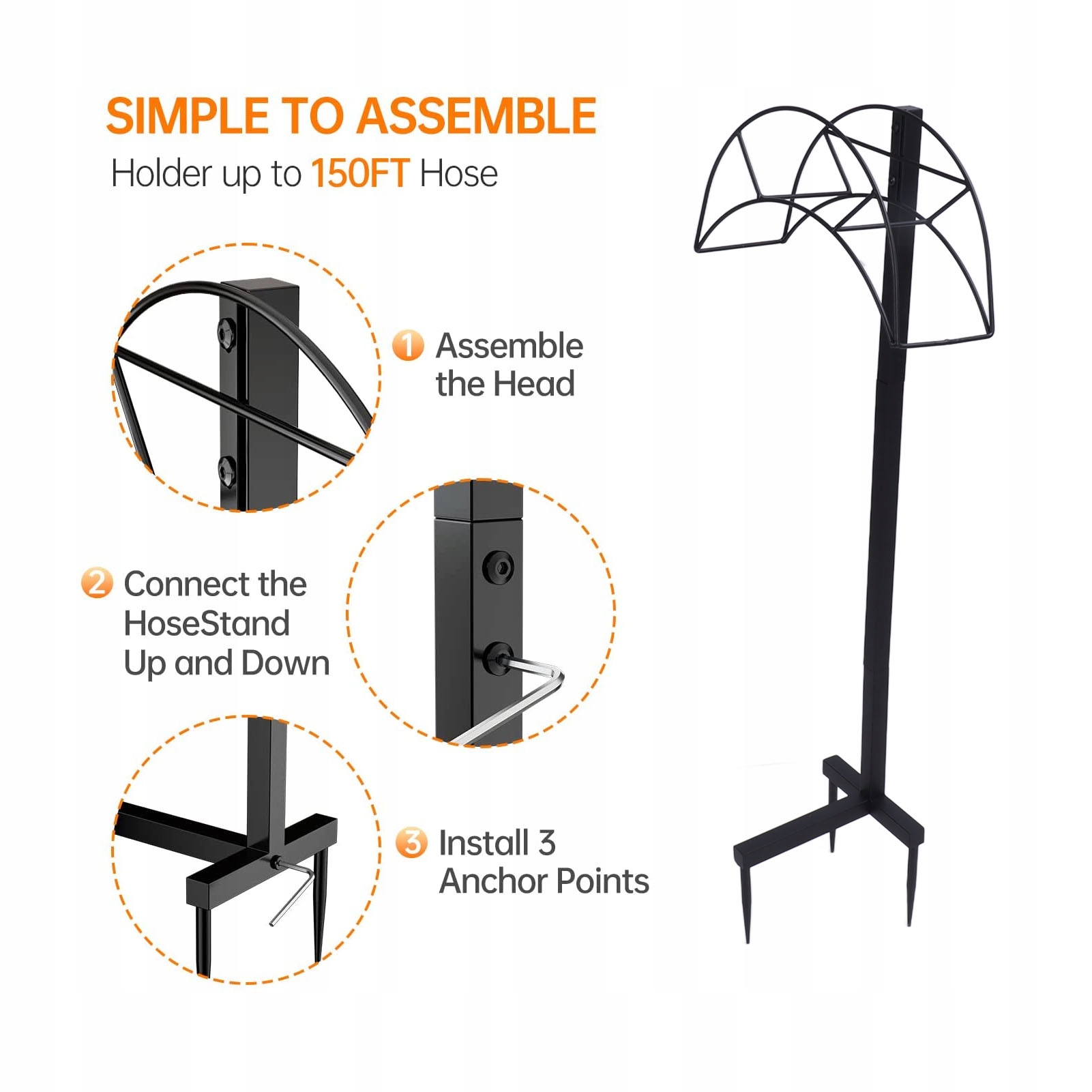 STOJAK NA WĄŻ OGRODOWY PROFESJONALNY METALOWY UCHWYT WBIJANY Marka inna