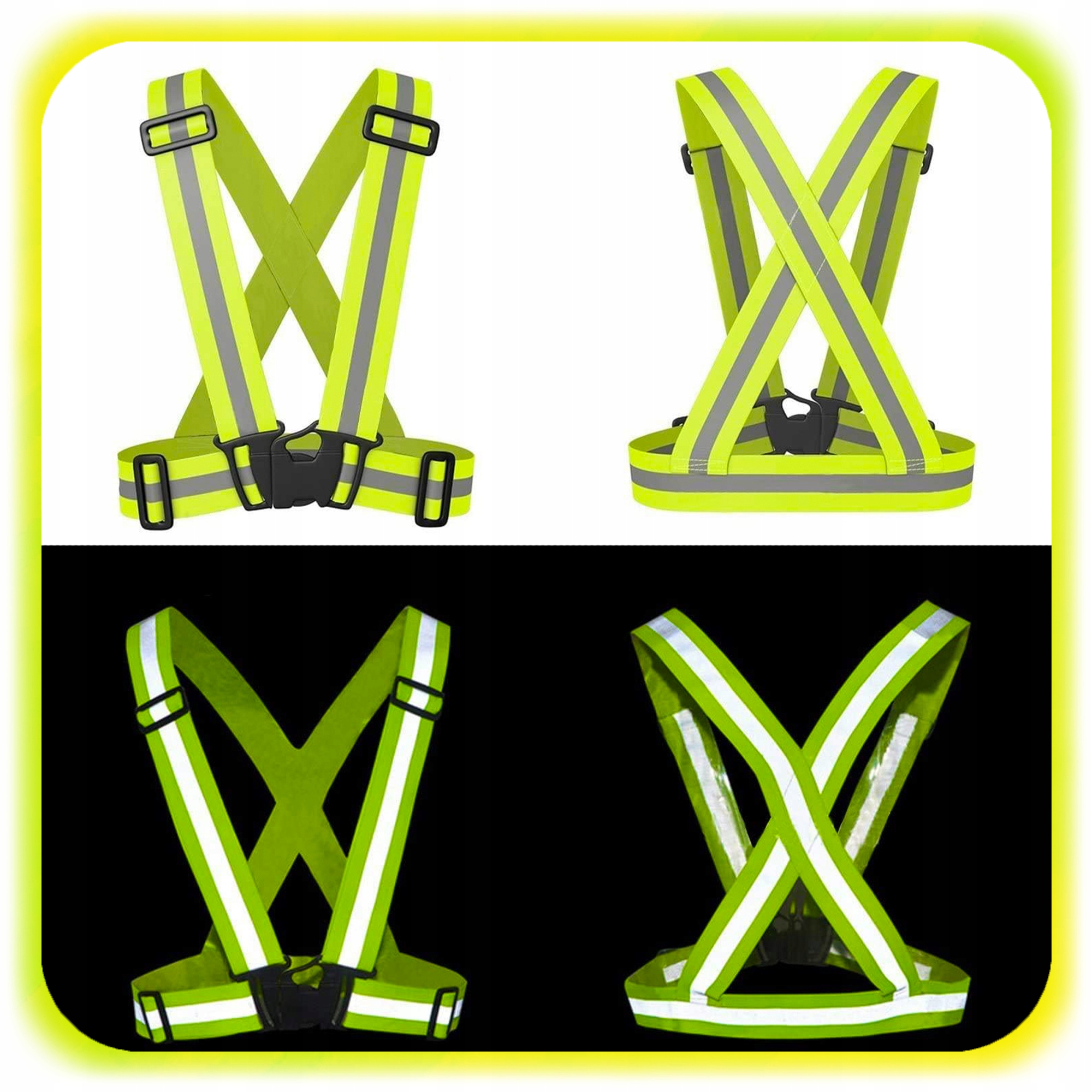 SZELKI ODBLASKOWE KAMIZELKA ODBLASKOWA Drogowa Rower Motor Bieganie MOCNE Waga produktu z opakowaniem jednostkowym 0.118 kg