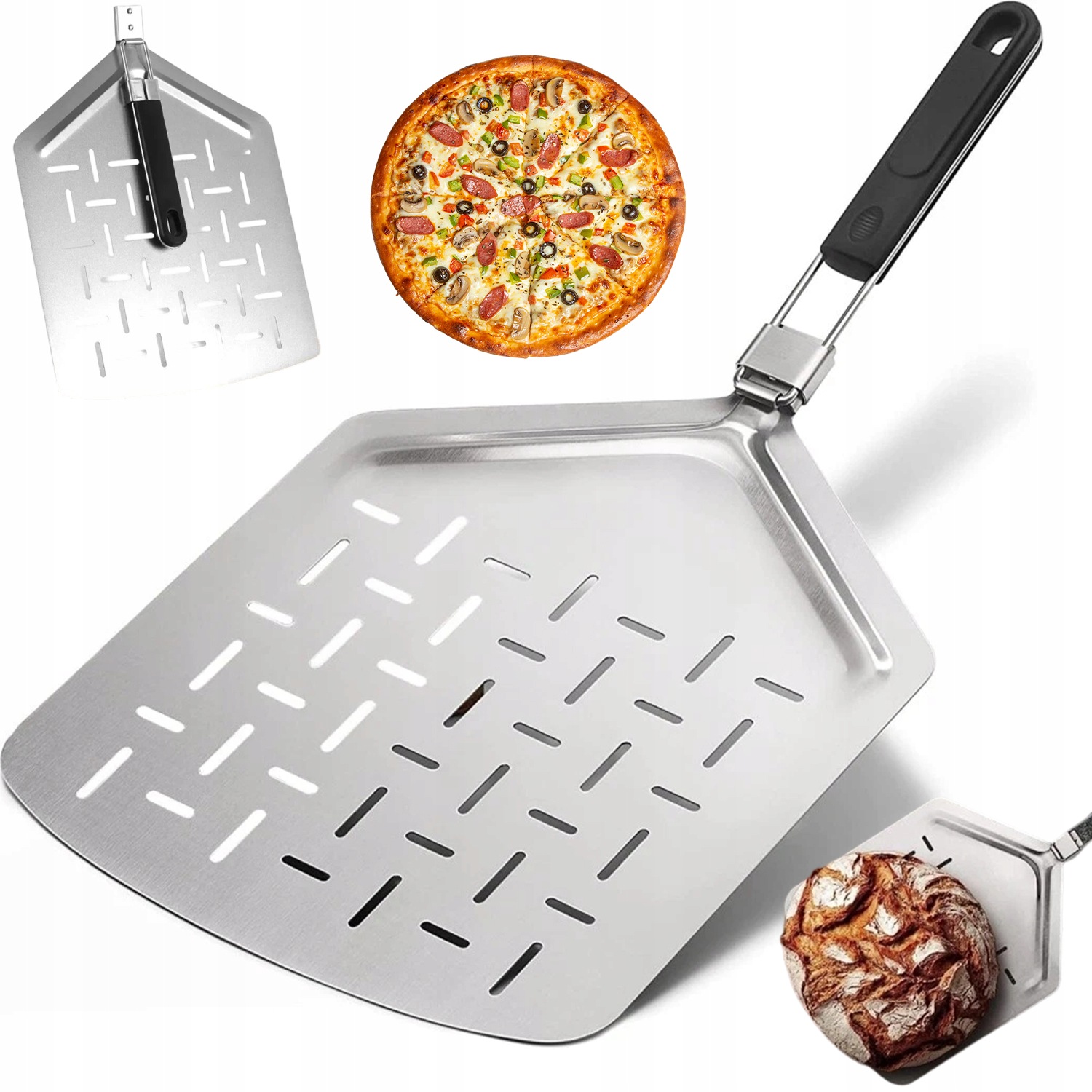 Špachtle Na Pizzu Ocelová Lopata Podnos Velký Dřevo 62.5 cm