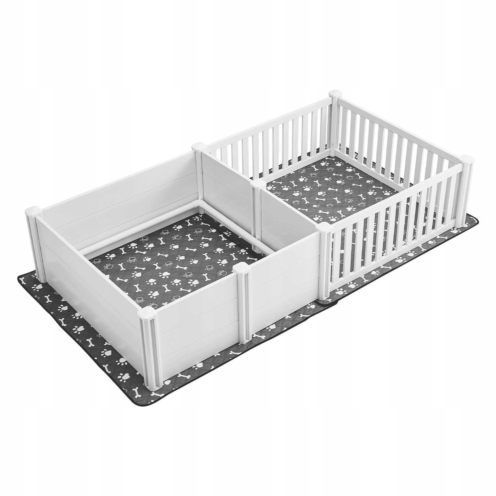 Klec pro štěňata XL 237x123x46CM Uspořádání 2 místností Klec s podložkou