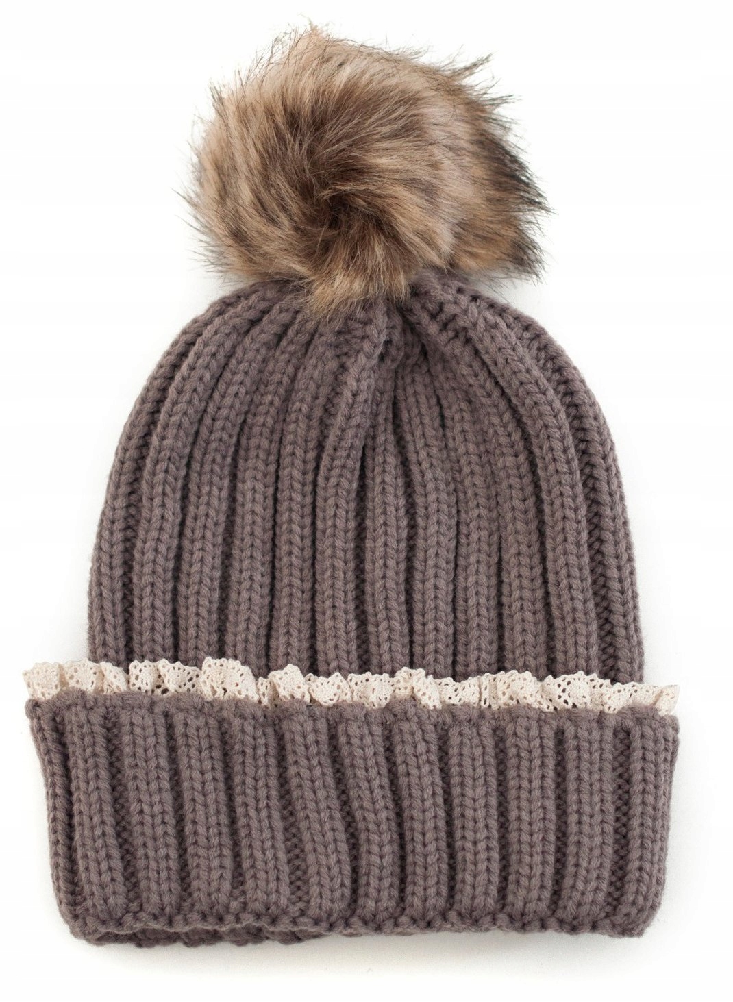

Szaleo Czapka powijana Koronka pompon cz15533-2