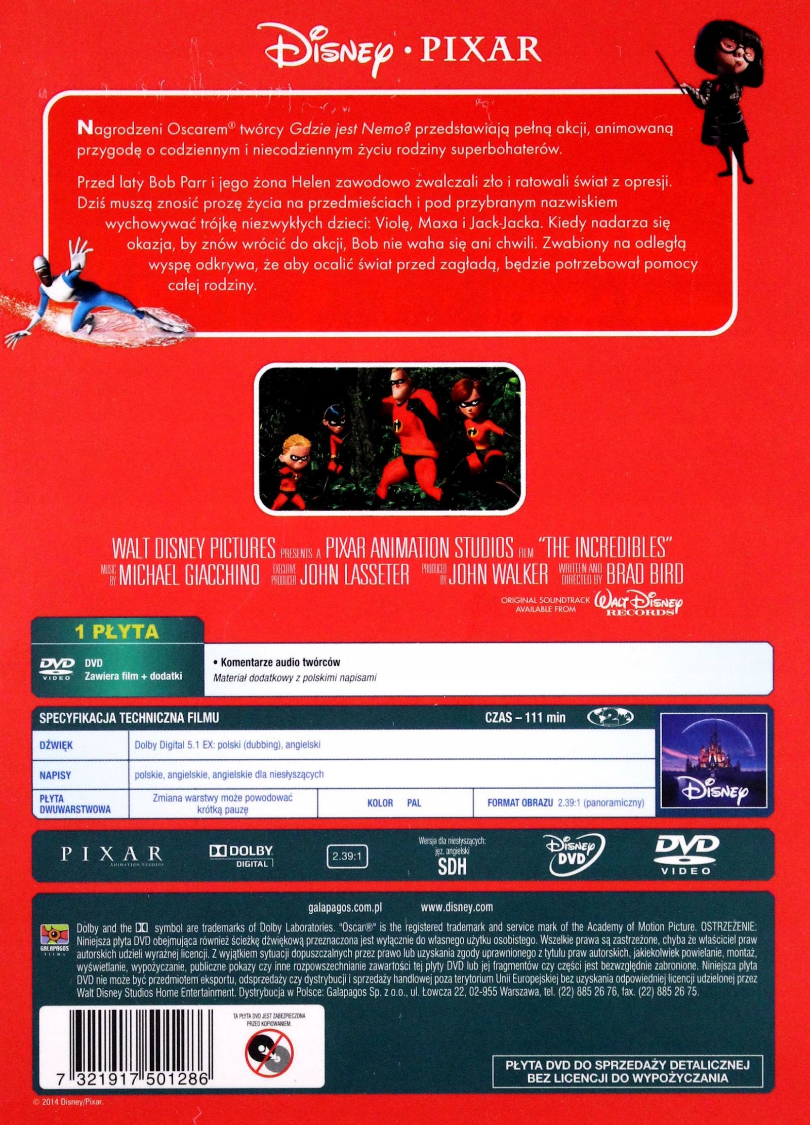 INIEMAMOCNI (DISNEY PIXAR) (DVD) Stan opakowania oryginalne