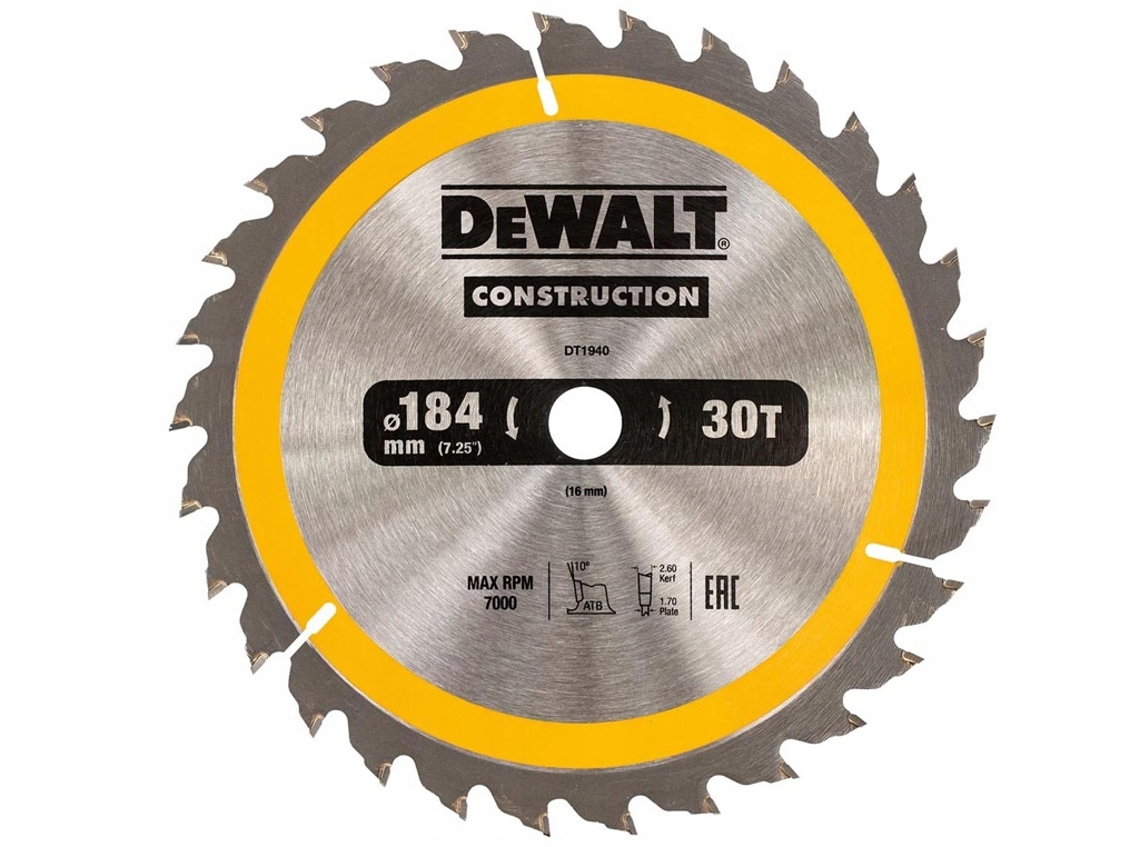 

Dewalt tarcza piła do drewna 184mm 16mm 30z DT1940