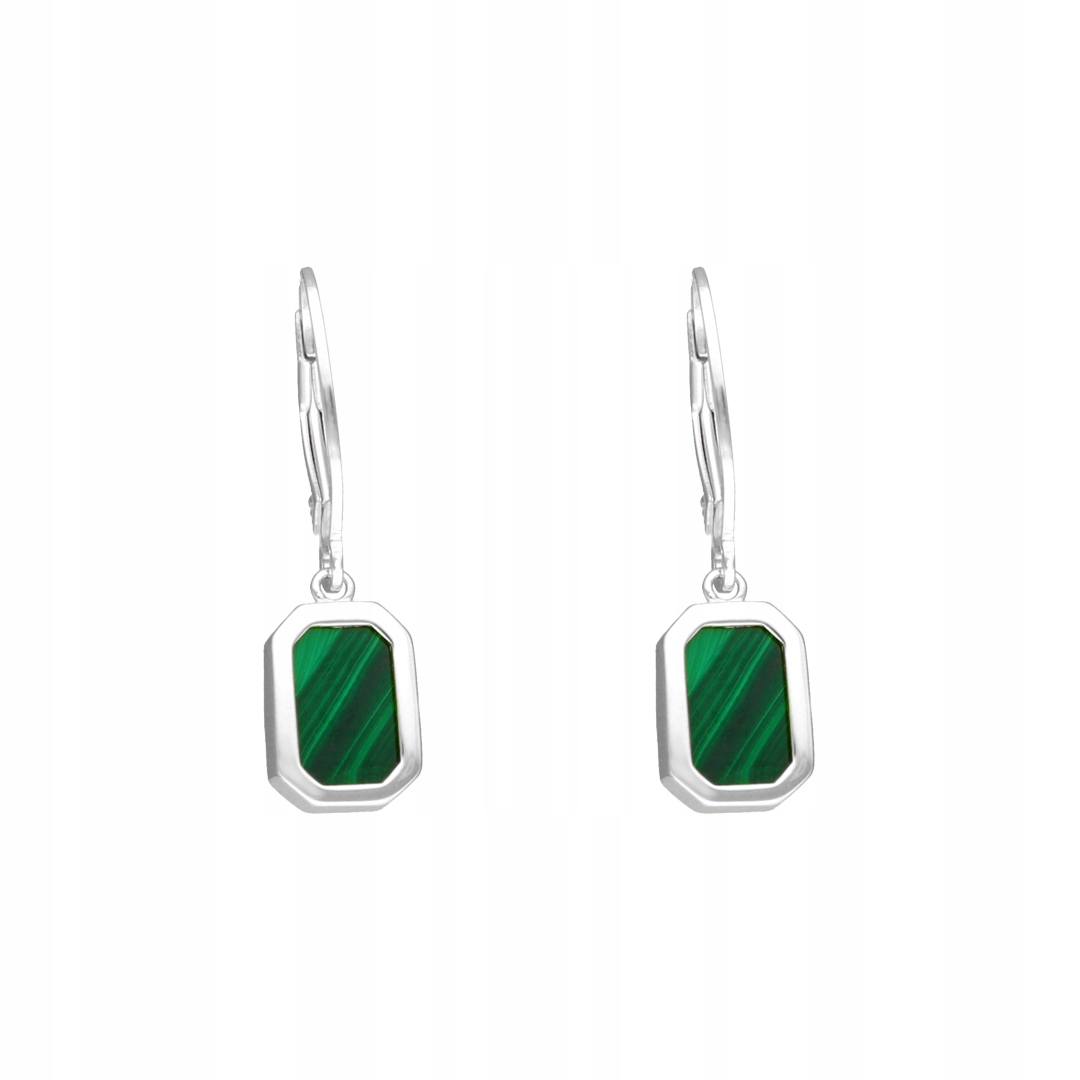 Elegantní náušnice s malachitem a stříbro rhodiovaným