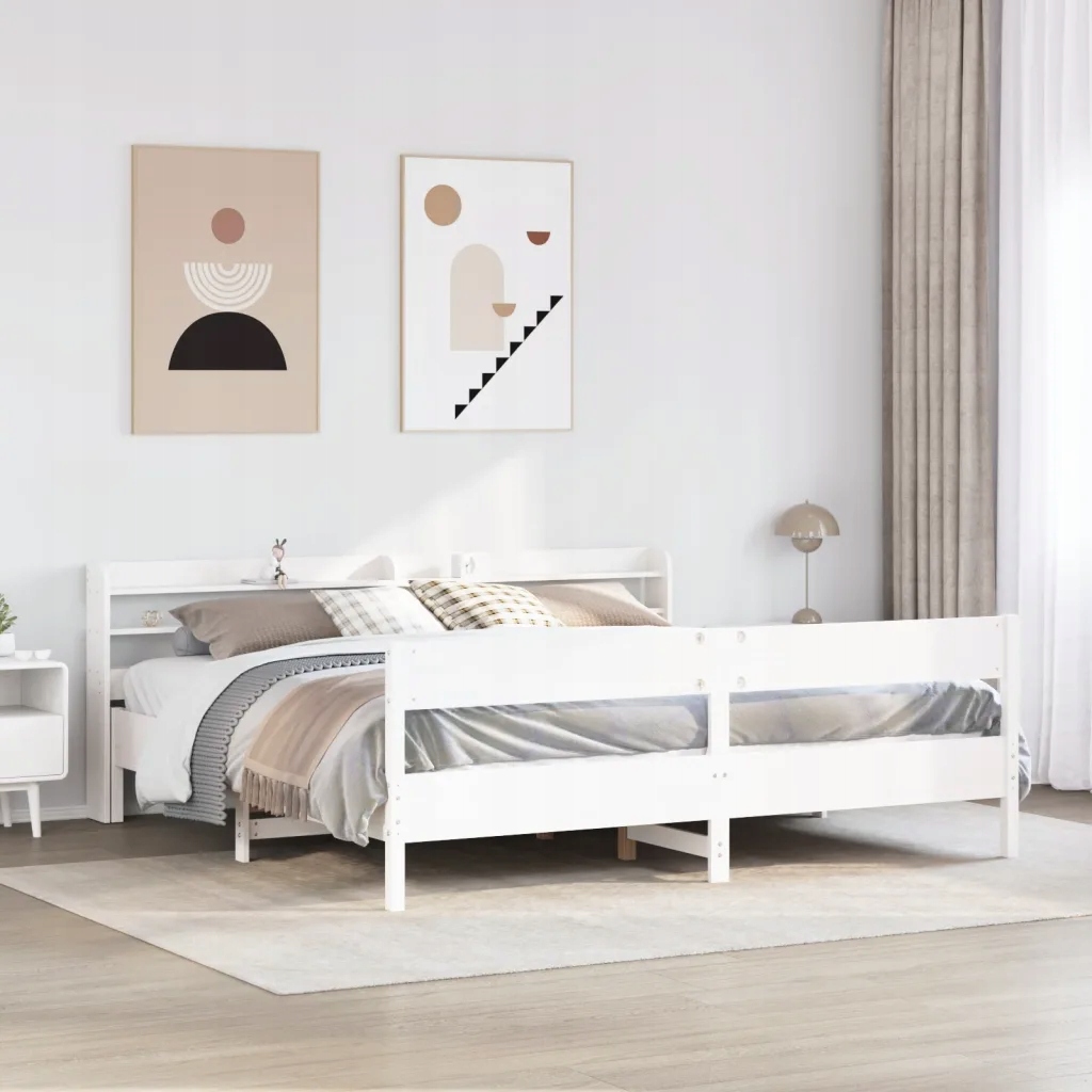 Rám postele bez matrace, bílý, 180x200 cm, masivní borovicové dřevo