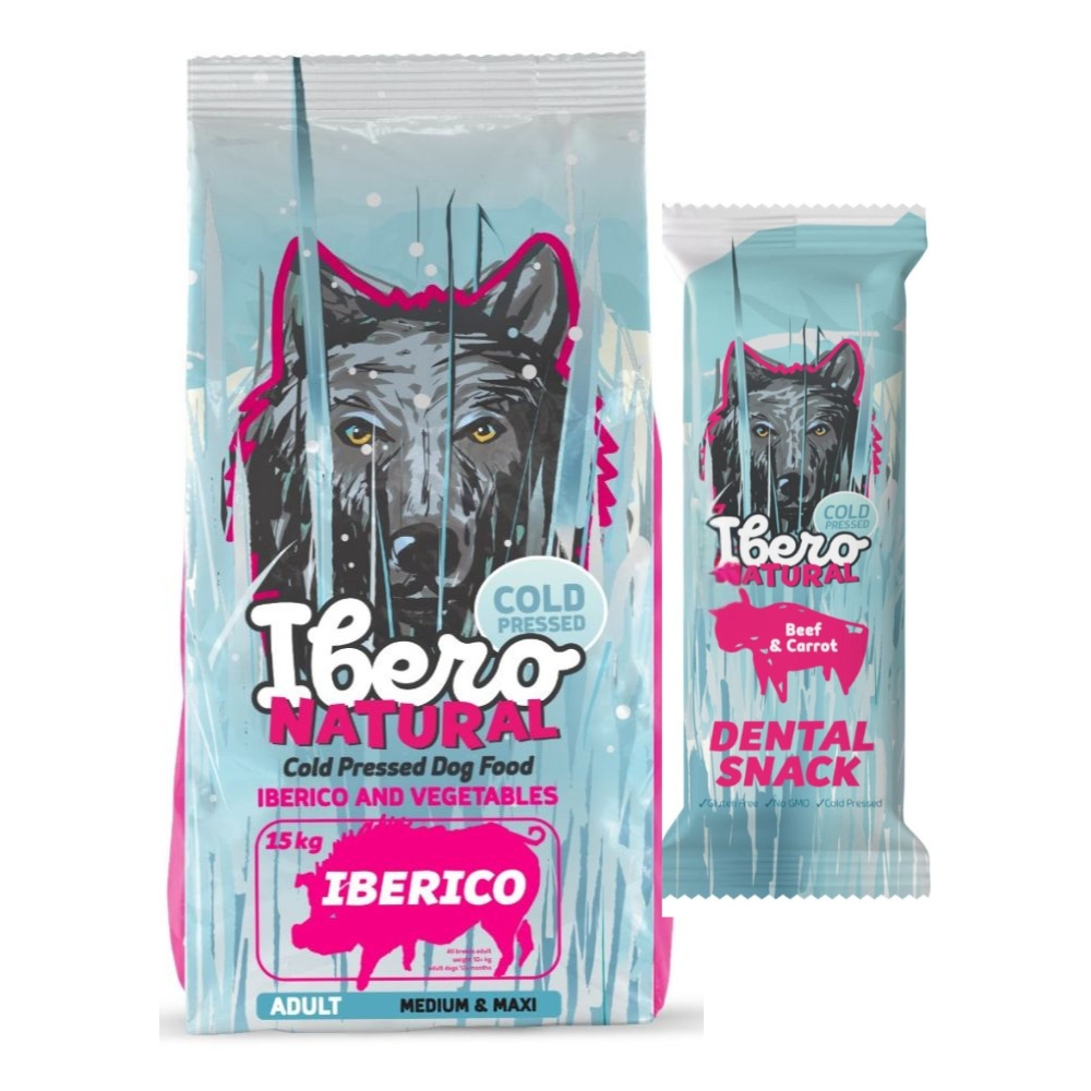 Levně Ibero Adult Medium/Large Iberico balíček hovězí dentální Pamlsek