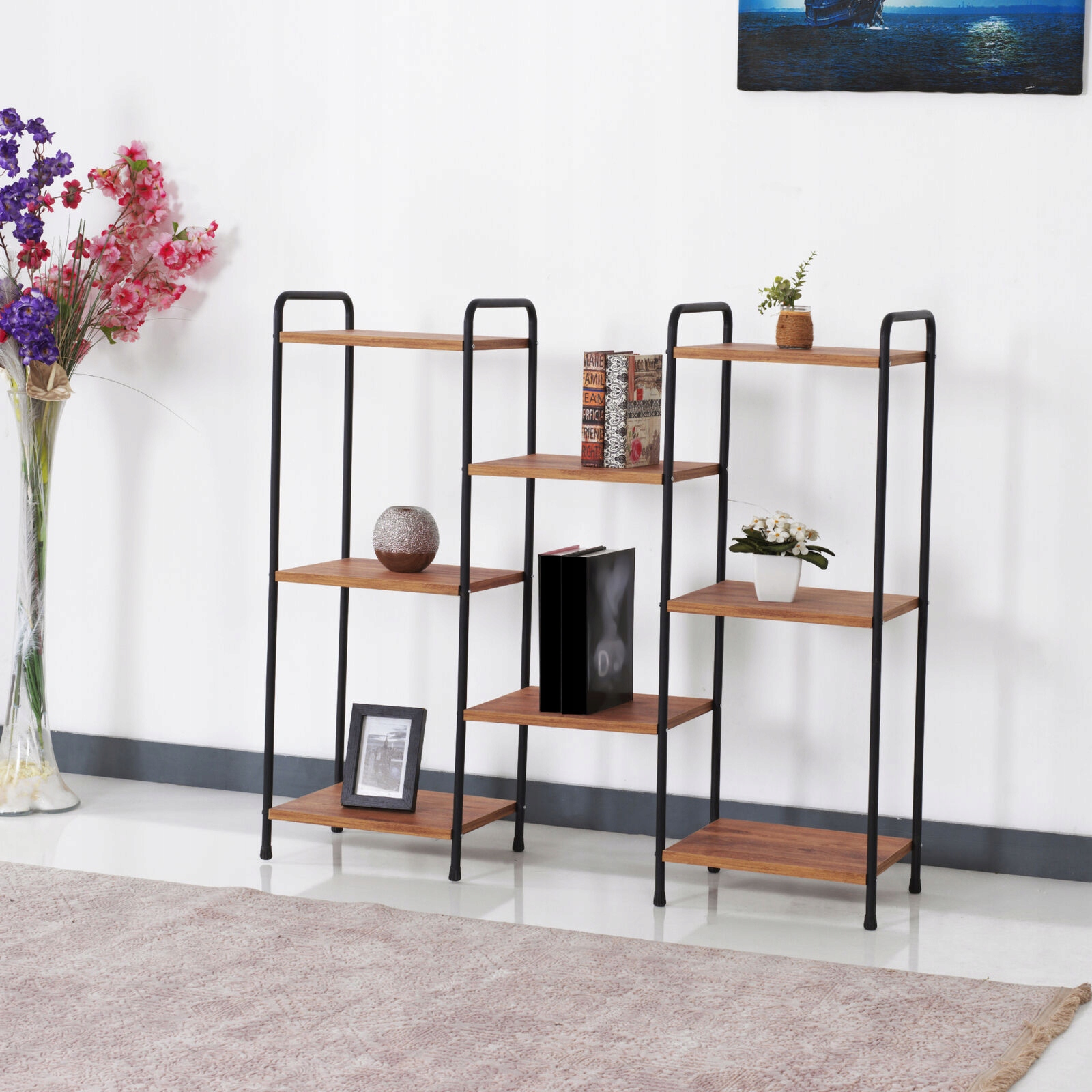 REGAŁ NA KSIĄŻKI LOFT INDUSTRIALNY 8x PÓŁKA Kolekcja Vintage, loft, industrialna