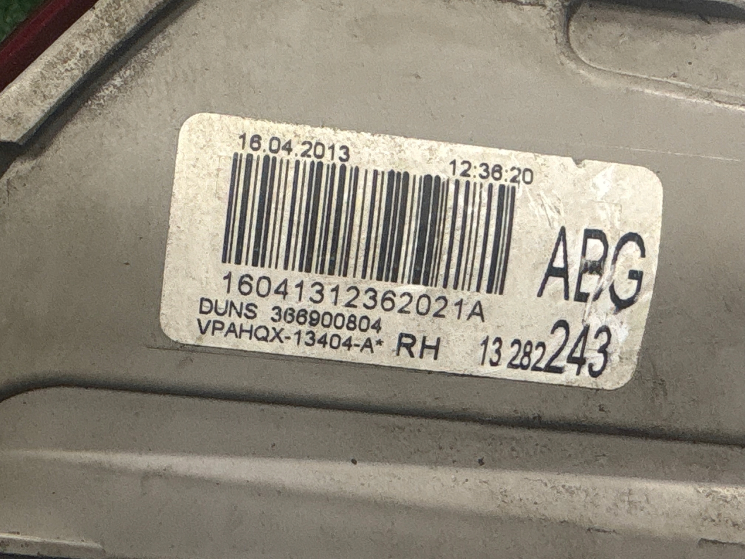 light right rear OPEL ASTRA J 13282243