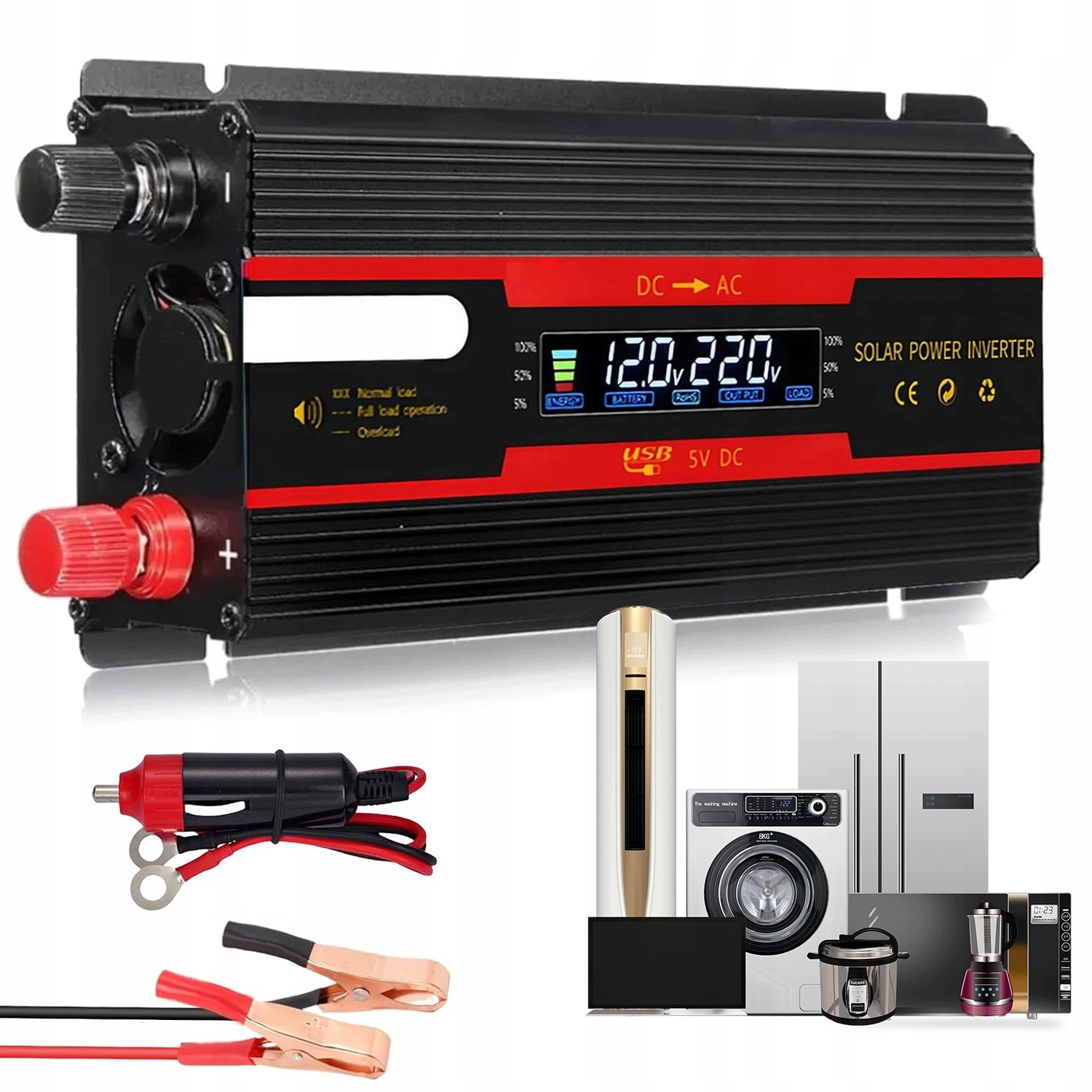 Měnič Napětí 2000 W DC 12 V 24 V Na Ac 220 V S Displejem V Autě