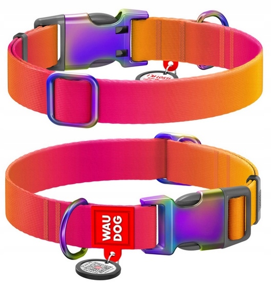 Levně Obojek Pro Psa Nylonový Gradient Oranžový Qr Pas Velikost L 25 MM