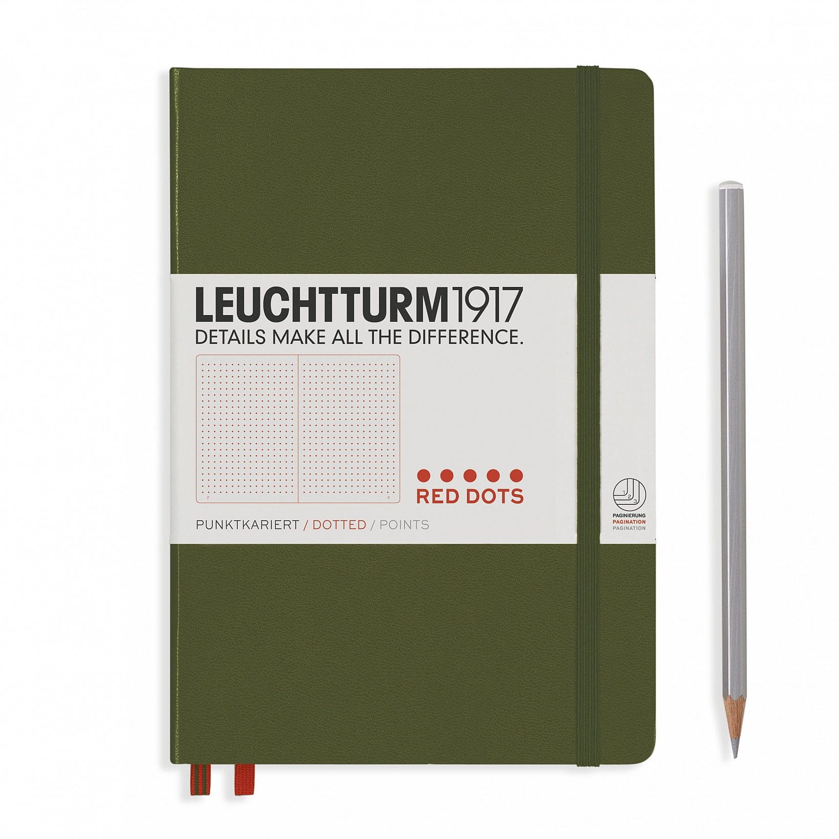 Notatnik Leuchtturm1917 Medium A5, Red Dots, Army