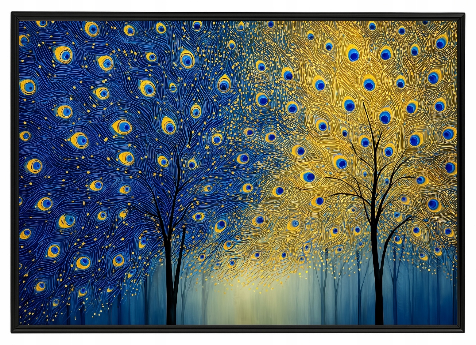 Plakát Rámeček Aluminium Stromy Paví Očka Zlatomodrý Van Gogh 100x70