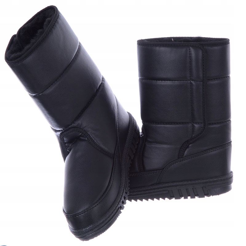 Buty Damskie Śniegowce Wysokie na rzep Czarne 44 Kolor podeszwy czarny