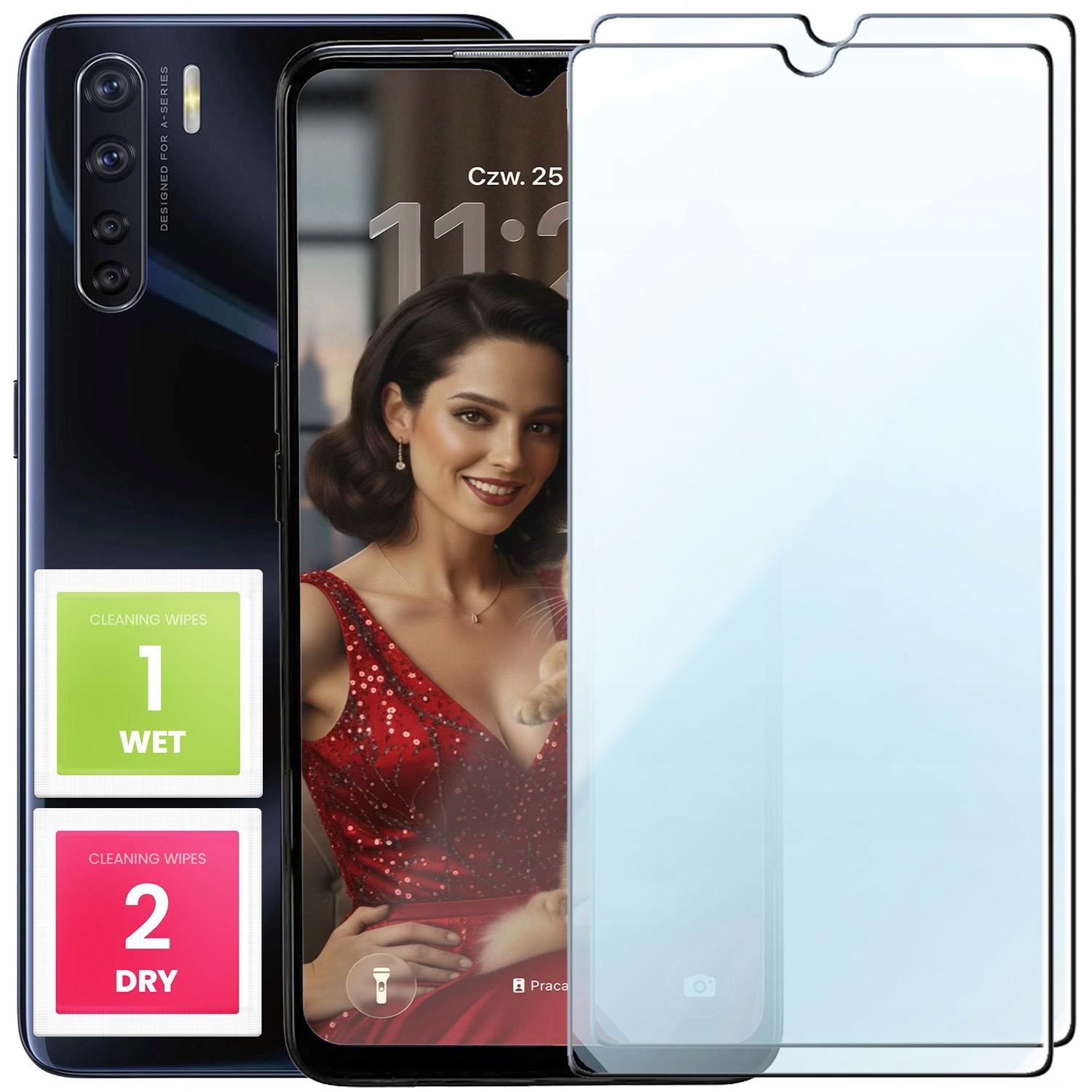2-PAK Szkło Hartowane Płaskie Do Oppo A91 Reno 3 (Ochronne, 9H, 2.5D)
