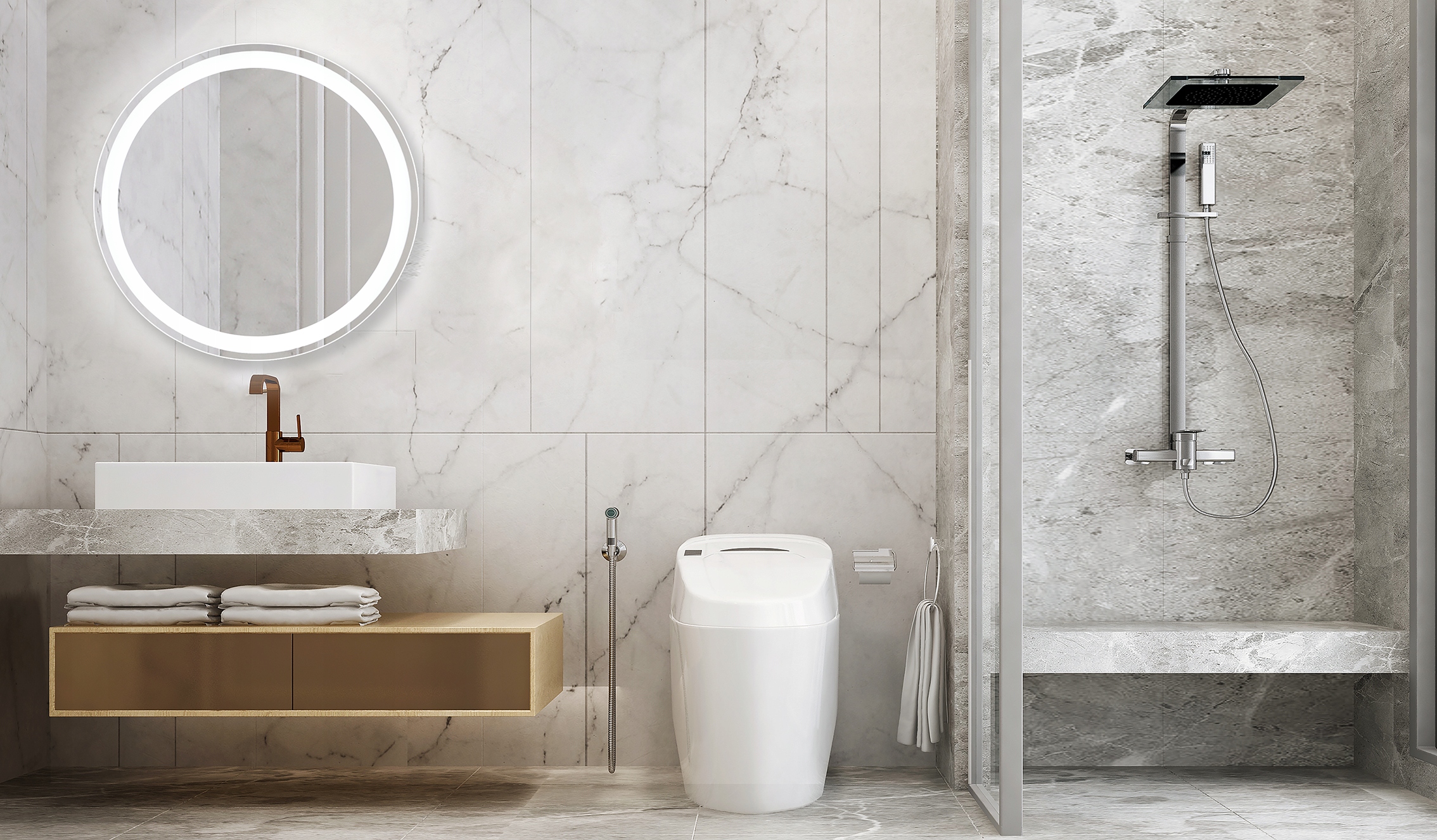 LUSTRO OKRĄGŁE ŁAZIENKOWE PODŚWIETLANE OŚWIETLENIE LED 3 BARWY Optimo fi 60 Marka Framado