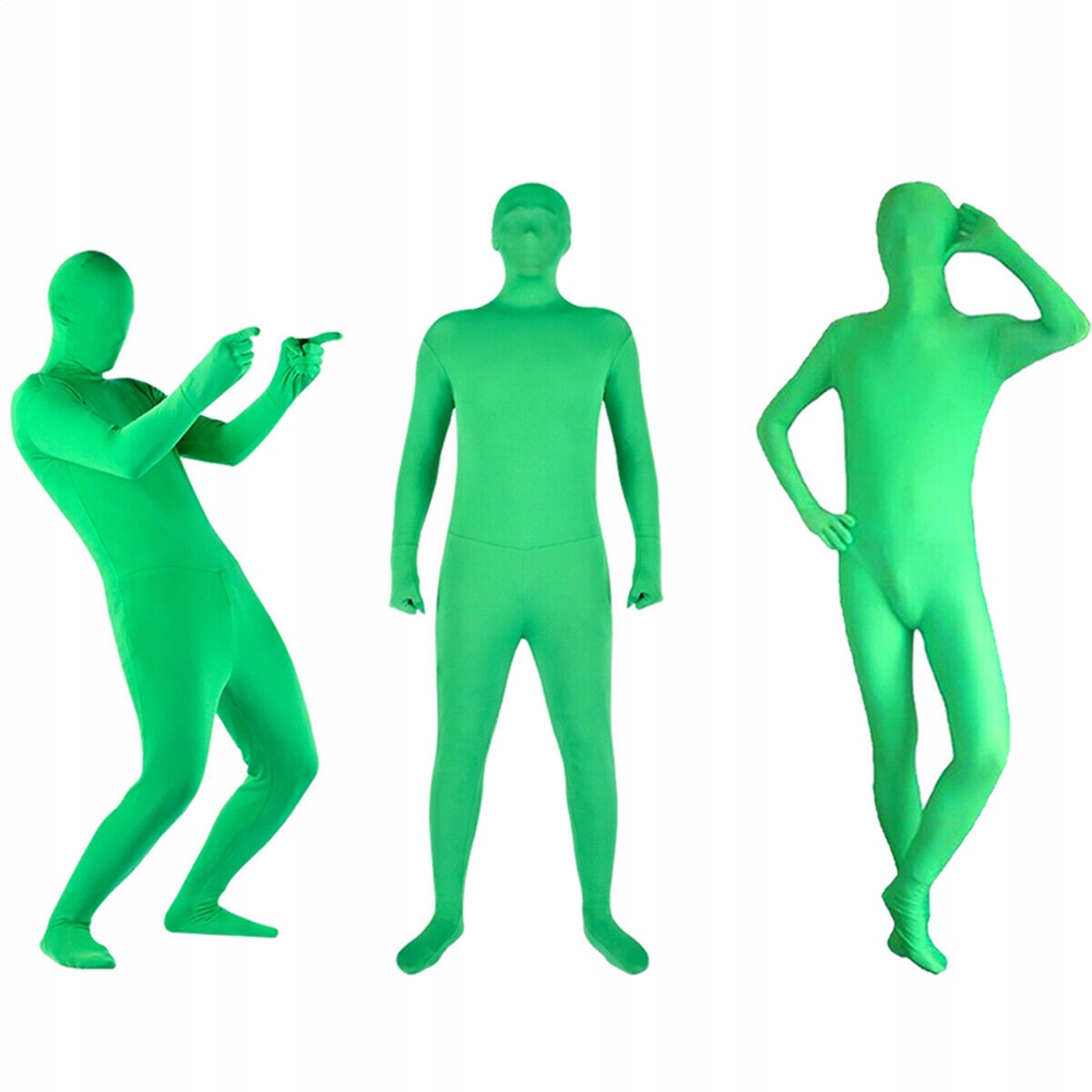 ZIELONY CAŁE KOSTIUM EFEKT NIEWIDZIALNOŚCI ZAMEK NA PLECACH ROZCIĄGLIWY XXL Szerokość tła 1.8 m