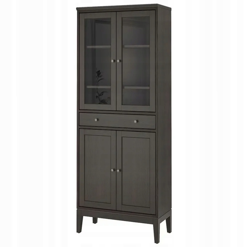 Ikea Idanas Witryna ciemnobrązowy bejca, 81x39x211 cm