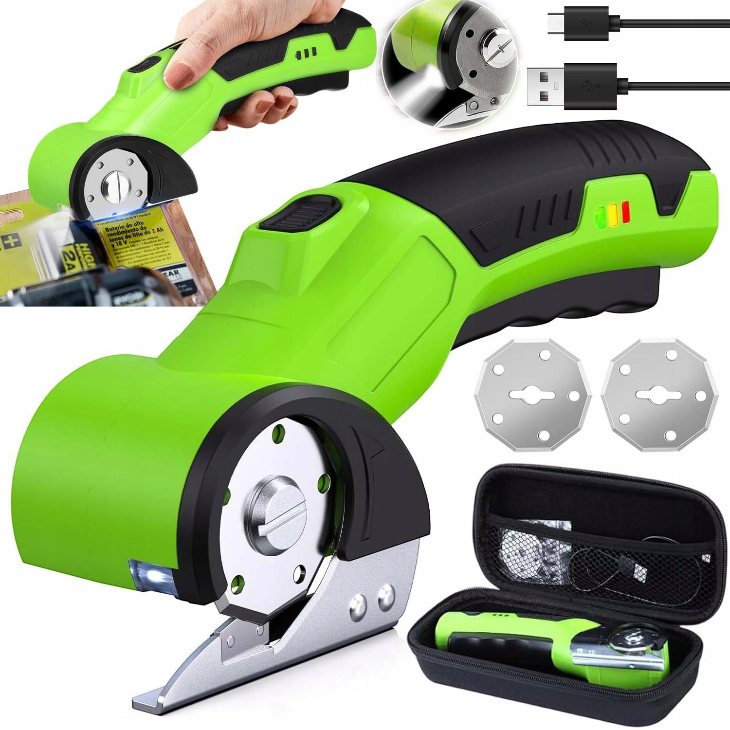 Nůž Kroužkový Nůž Na Papírové Tkaniny, Přenosný Plast, Výkonný Usb S Led